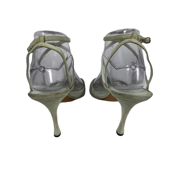 MANOLO BLAHNIK WOMENS STRAPPED HEELS LT GREEN SUEDE SIZE 39 1/2 or 7 1/2 - Picture 3 of 6